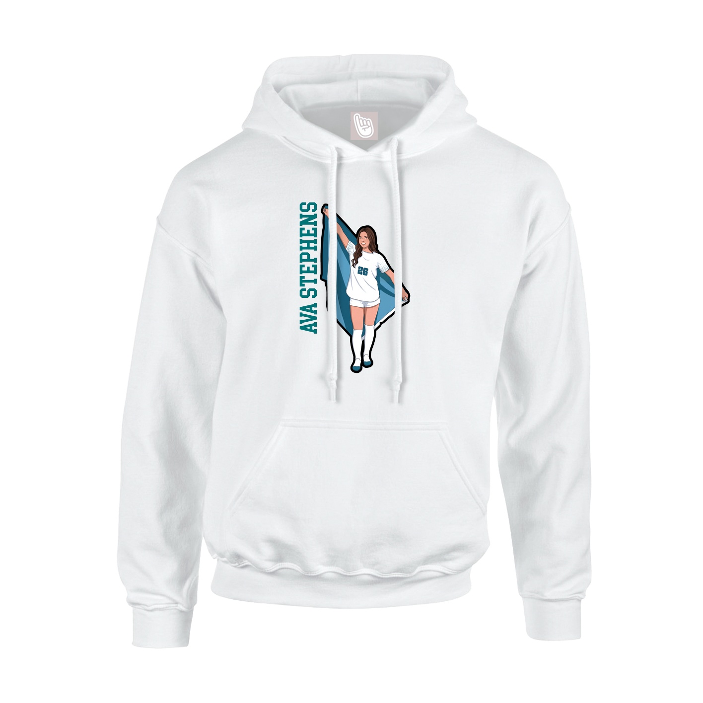 Youth Hoodie — Name Vertical in White