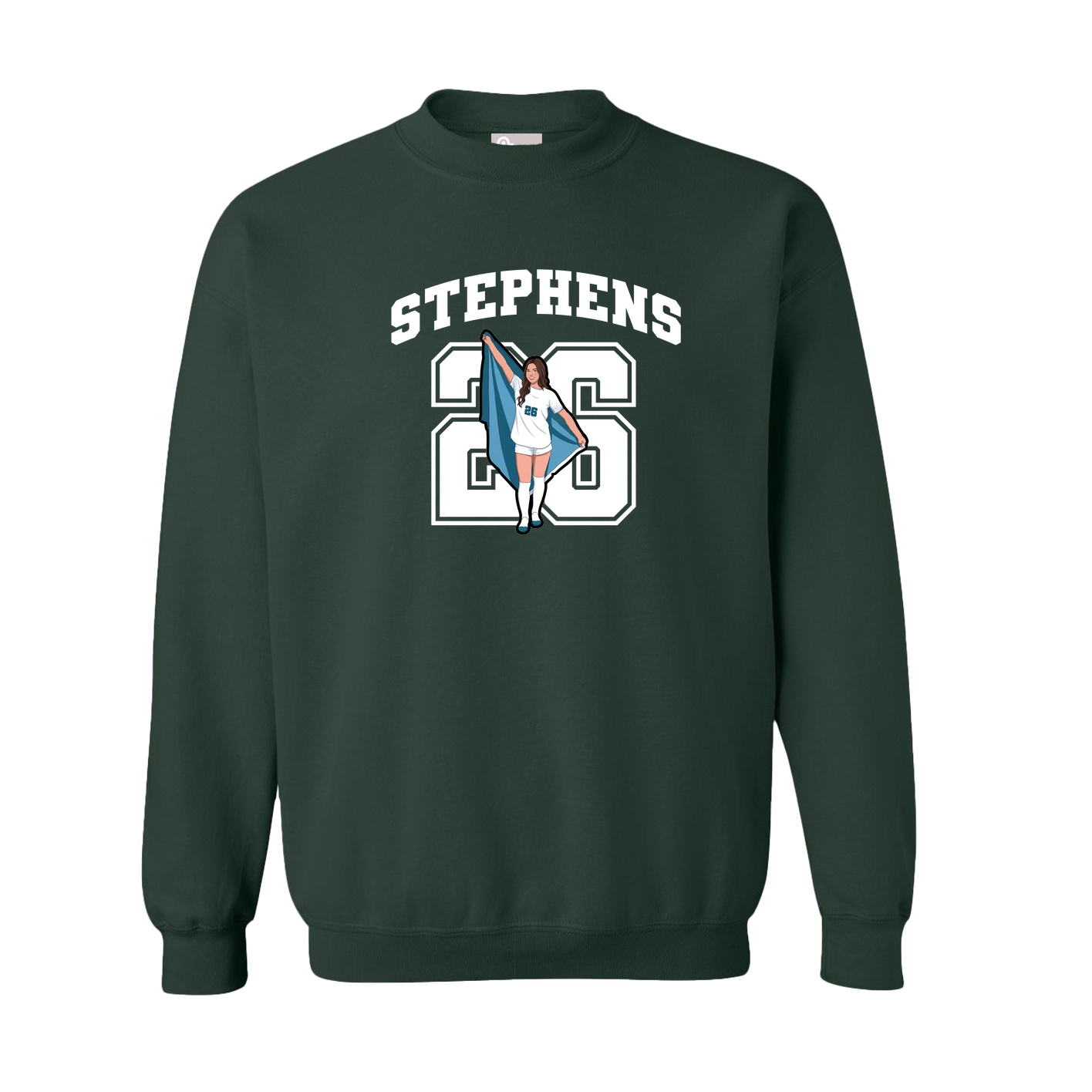 Fleece Crew — Number in Green