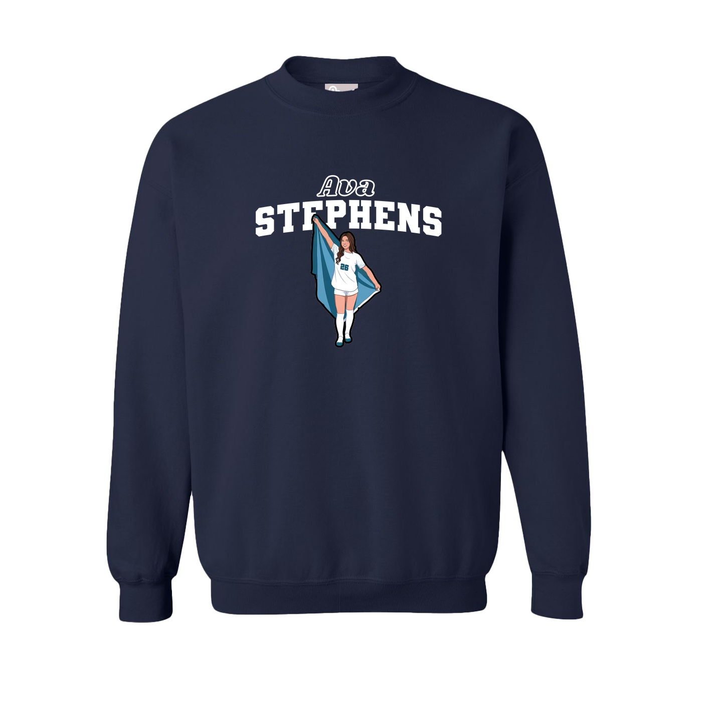Fleece Crew — Name Arch in Navy