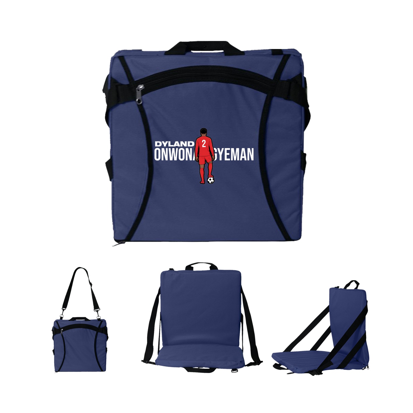 Folding Stadium Seat — Player Name in Navy