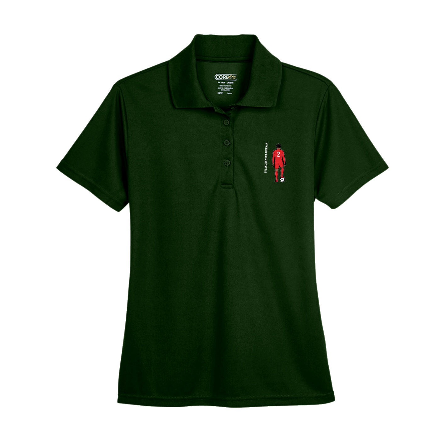 Womens Performance Polo — Name Vertical in Green