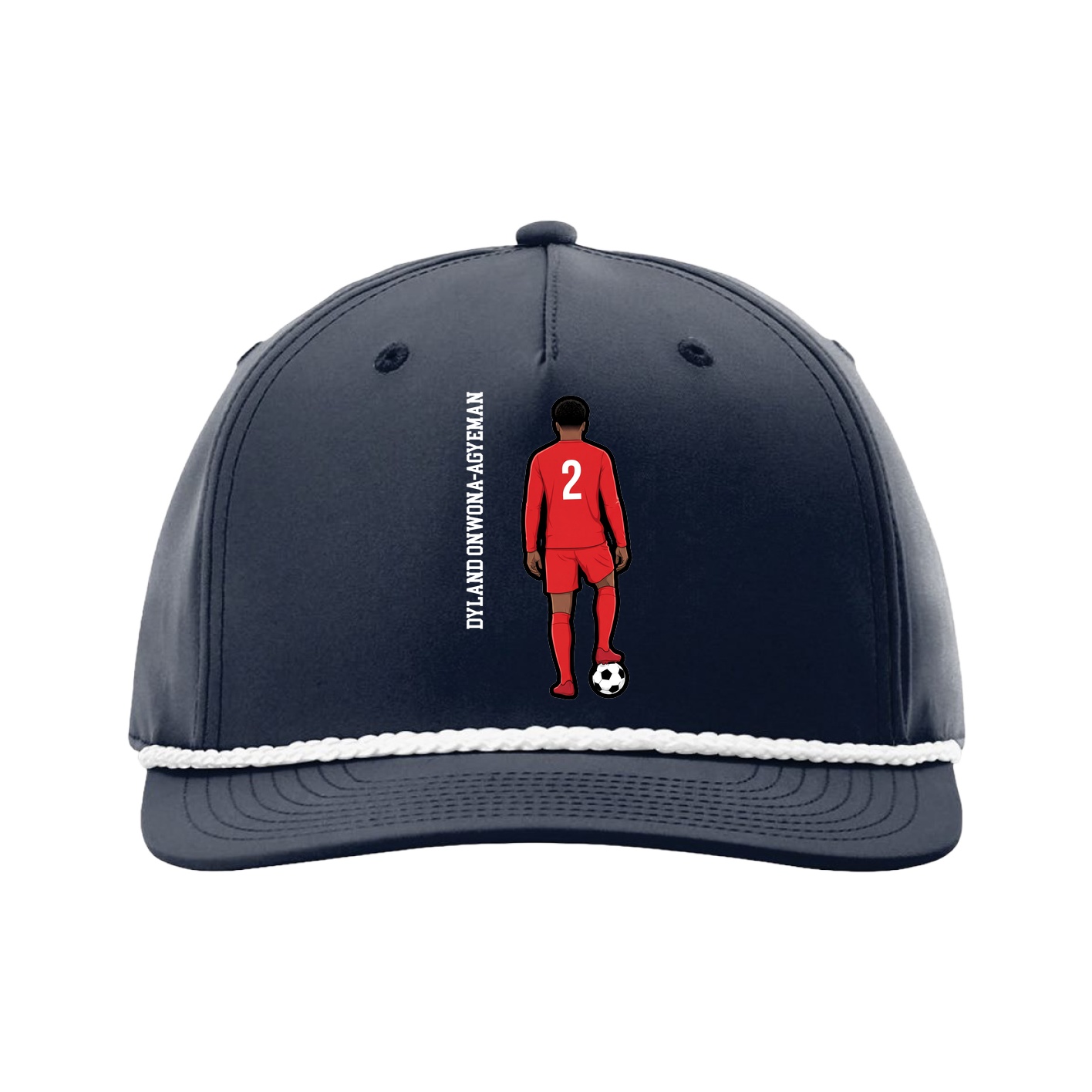 Five-Panel Classic Rope Cap — Name Vertical in Navy
