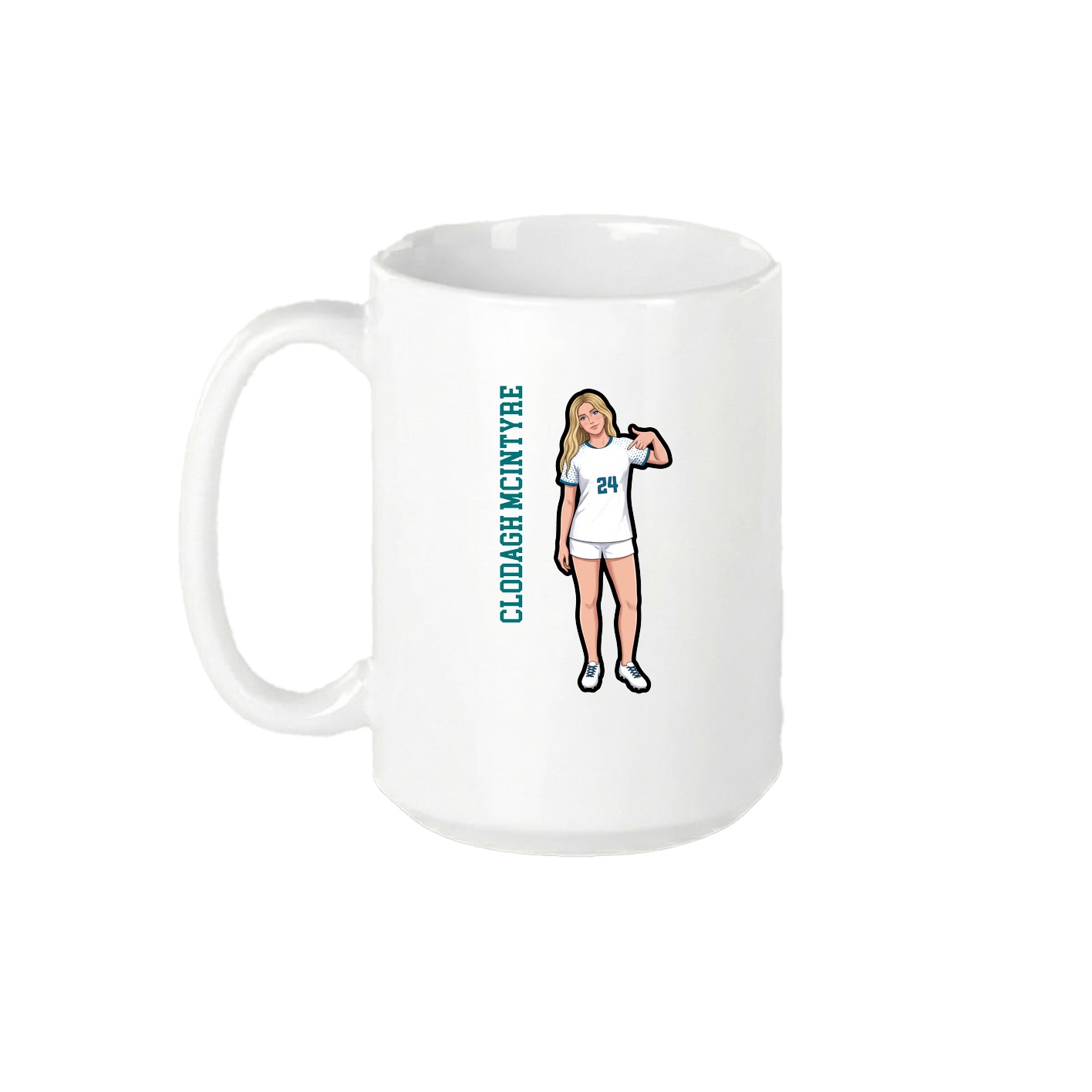 15oz Coffee Mug — Name Vertical in White