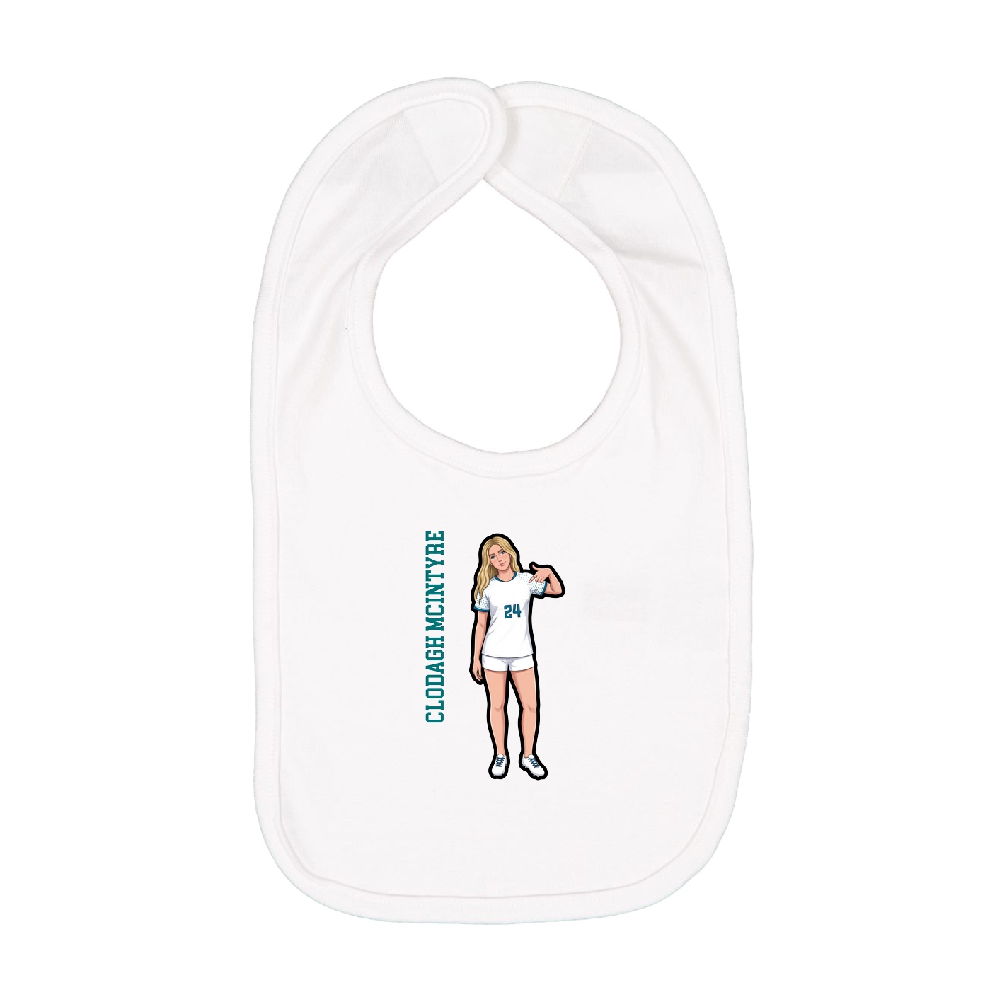 Infant Bib — Name Vertical in White