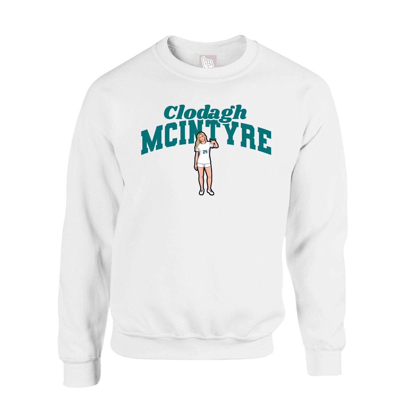 Fleece Crew — Signature Arch in White