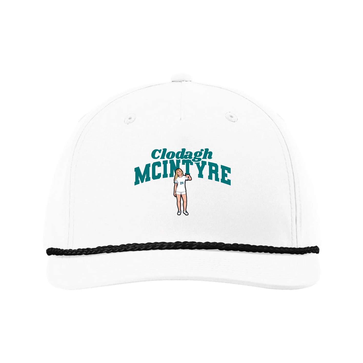 Five-Panel Classic Rope Cap — Signature Arch in White