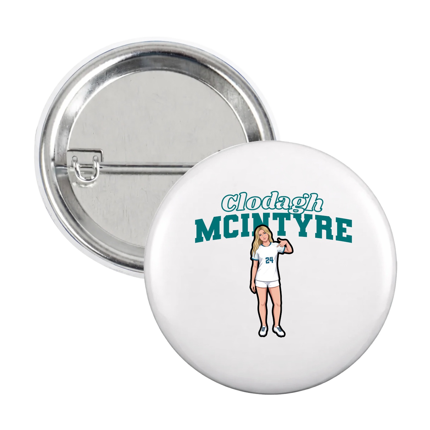 Game Day Button — Name Arch in White