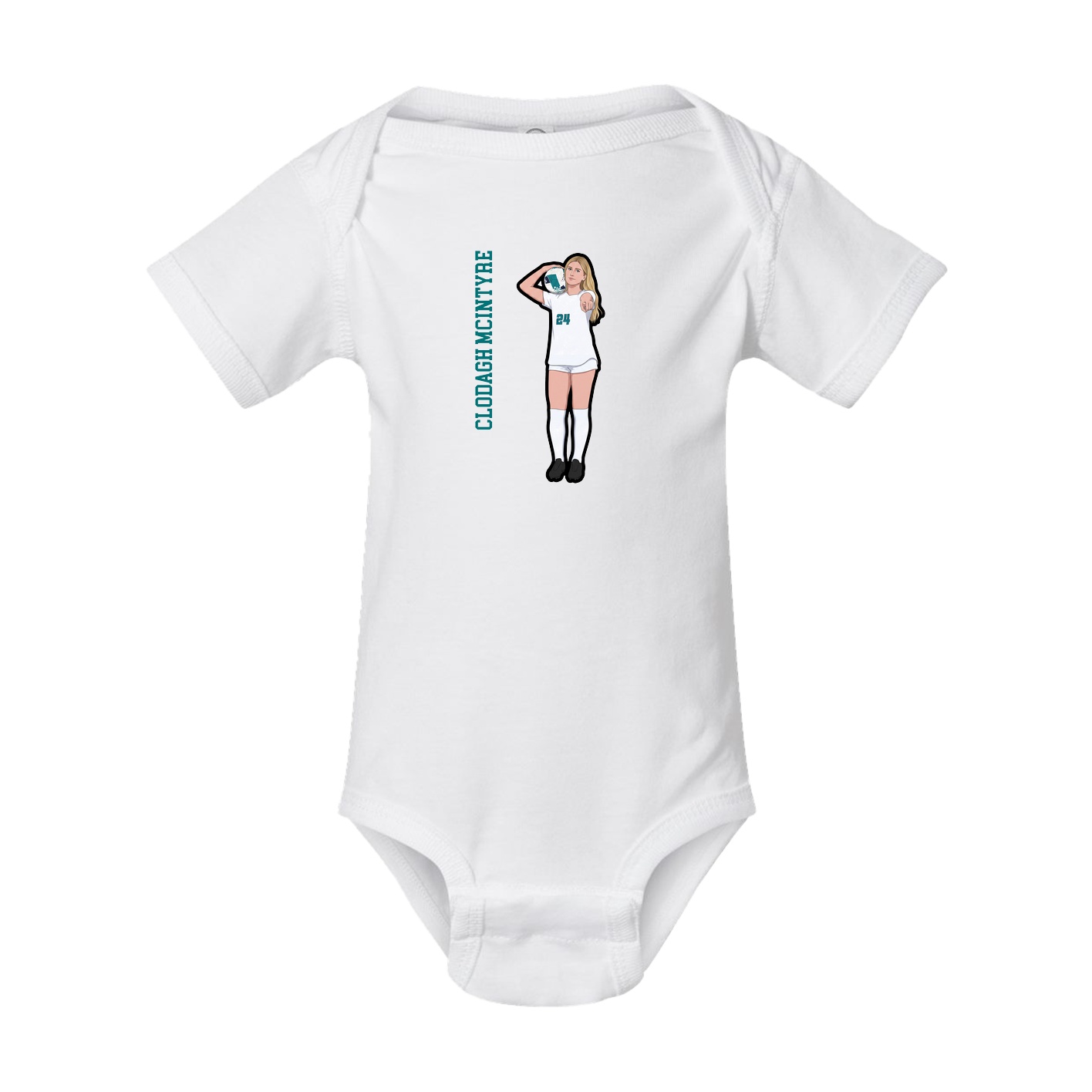 Baby Onesie — Name Vertical in White