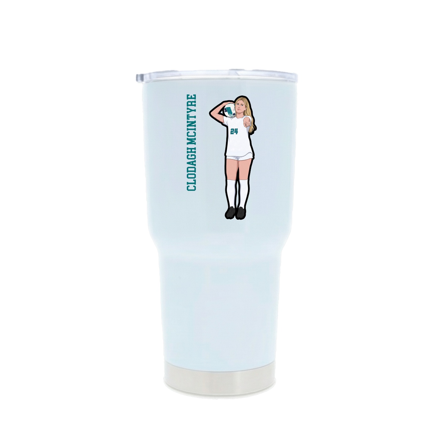 30oz Stainless Steel Tumbler — Name Vertical in White