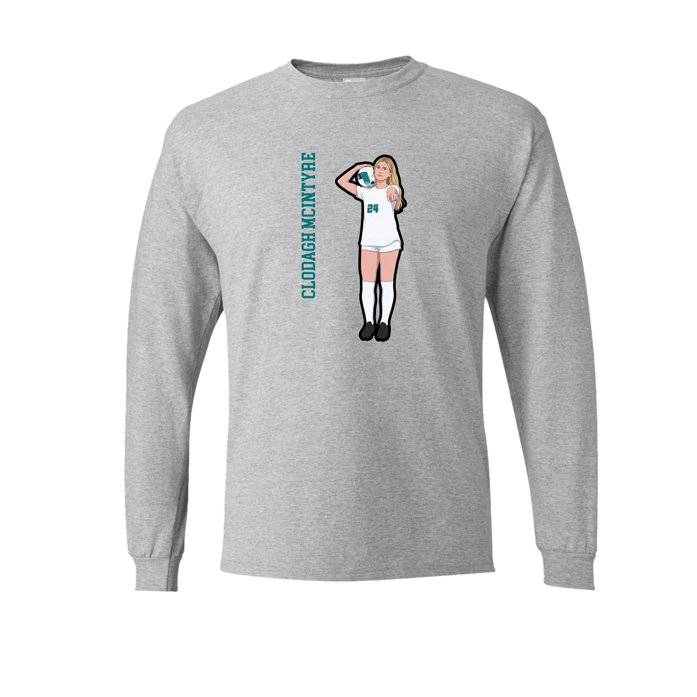 Long Sleeve Tee — Name Vertical in Grey