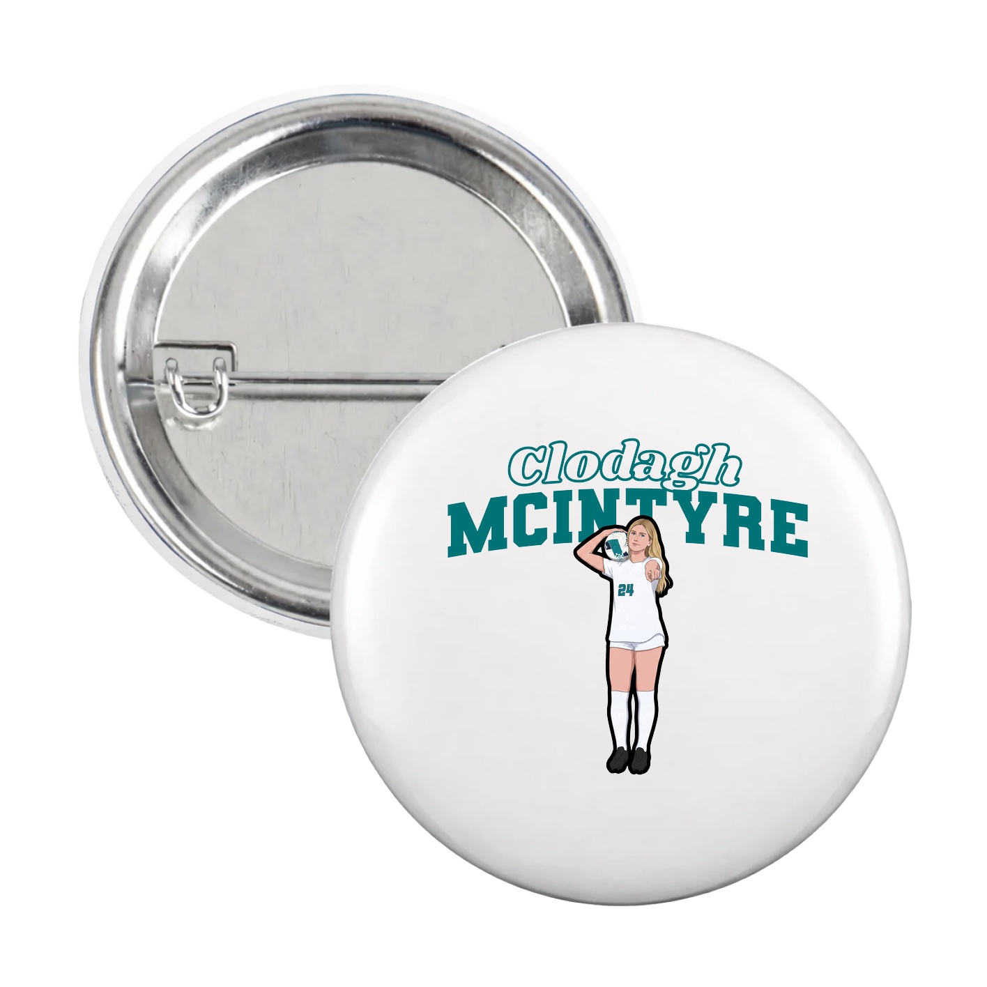 Game Day Button — Name Arch in White