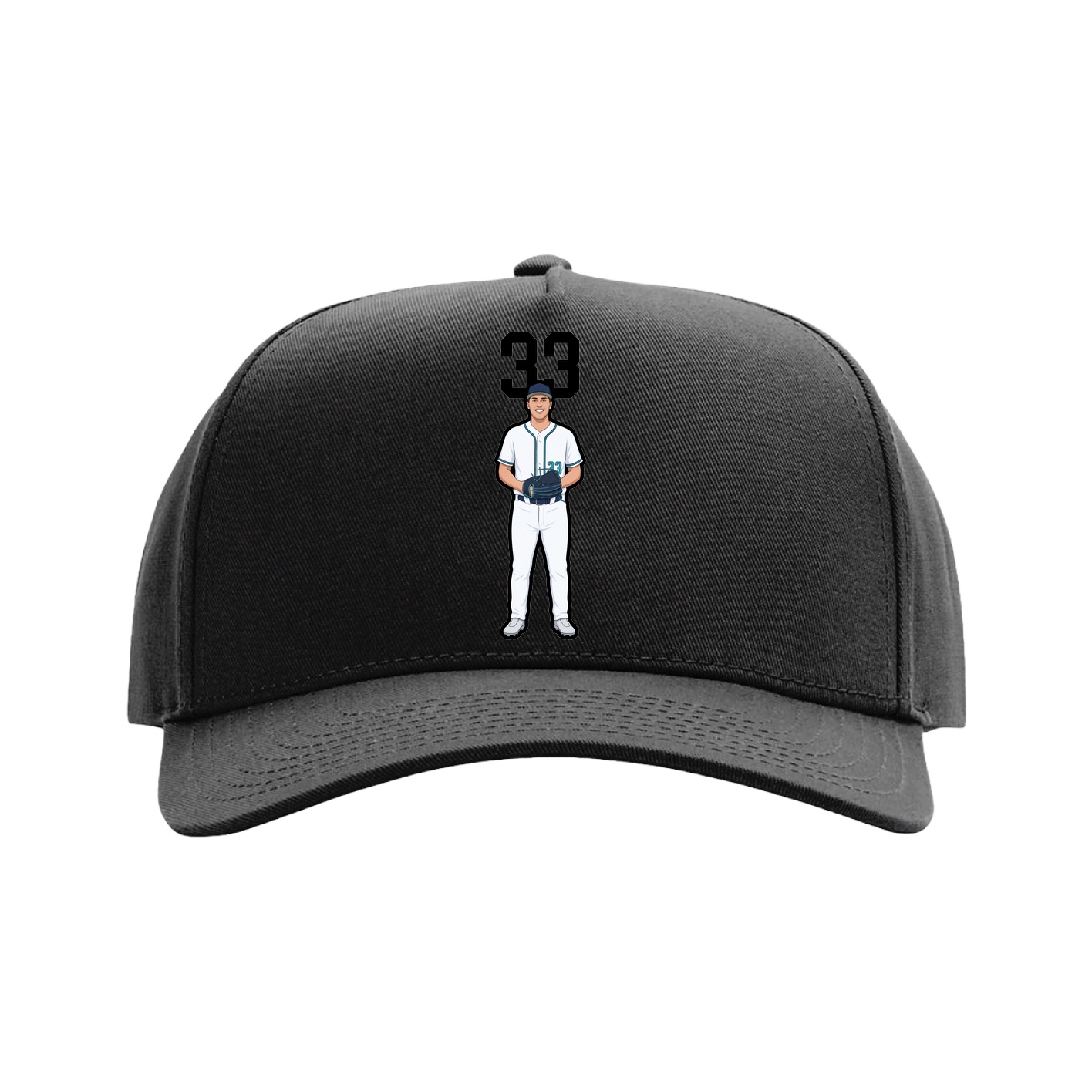 Full Fabric Five-Panel Champ Cap — Number Top in Black
