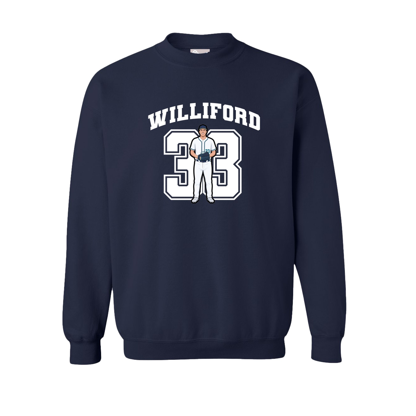 Fleece Crew — Number in Navy