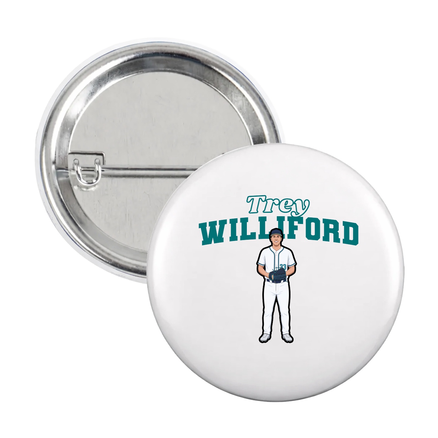 Game Day Button — Name Arch in White