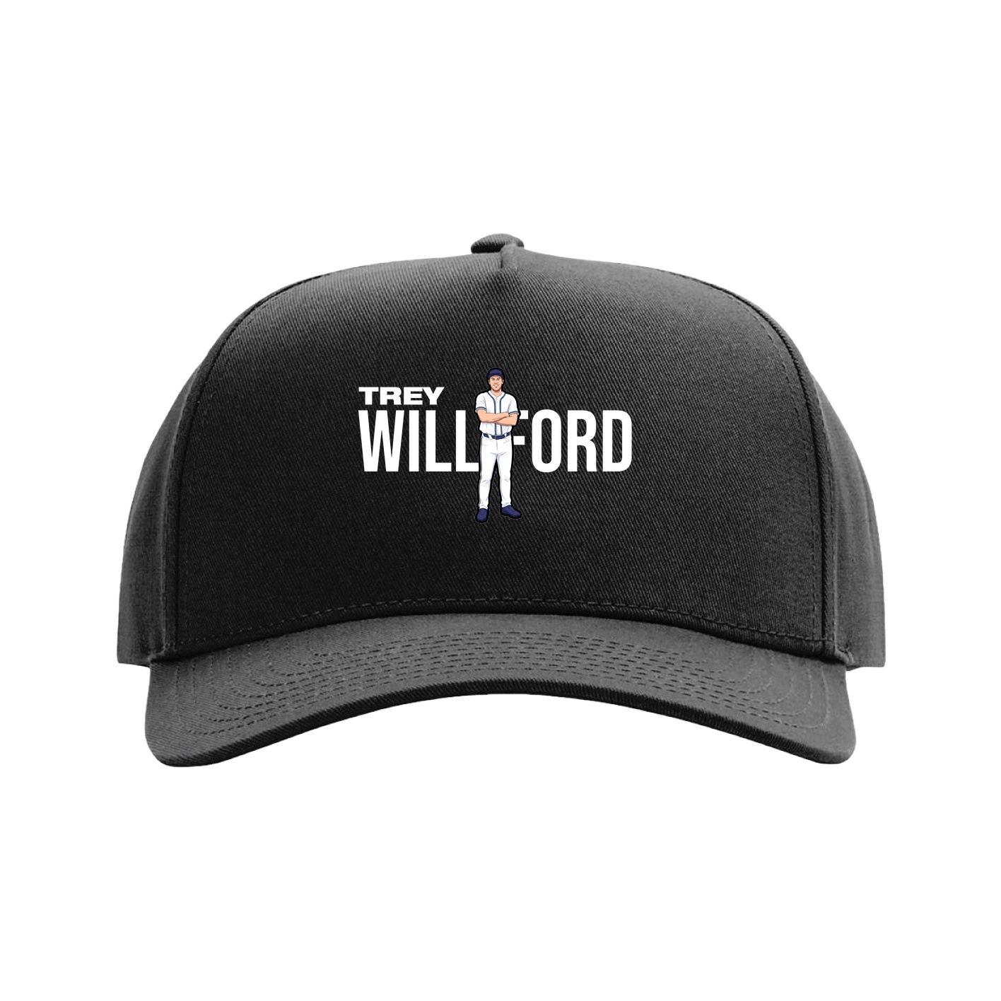 Full Fabric Five-Panel Champ Cap — Player Name in Black