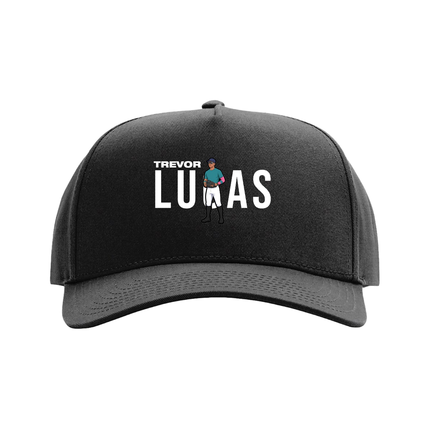 Full Fabric Five-Panel Champ Cap — Player Name in Black