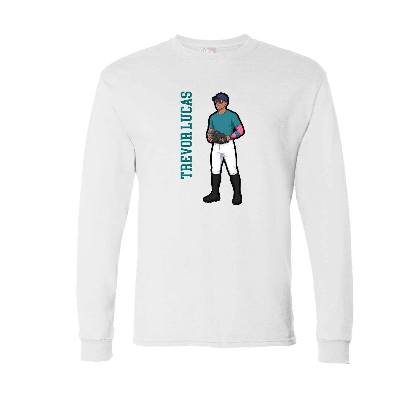 Long Sleeve Tee — Name Vertical in White