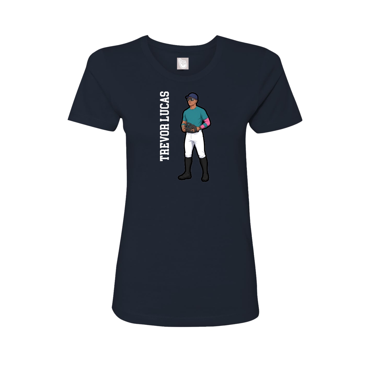 Fitted Women's Tee — Name Vertical in Navy