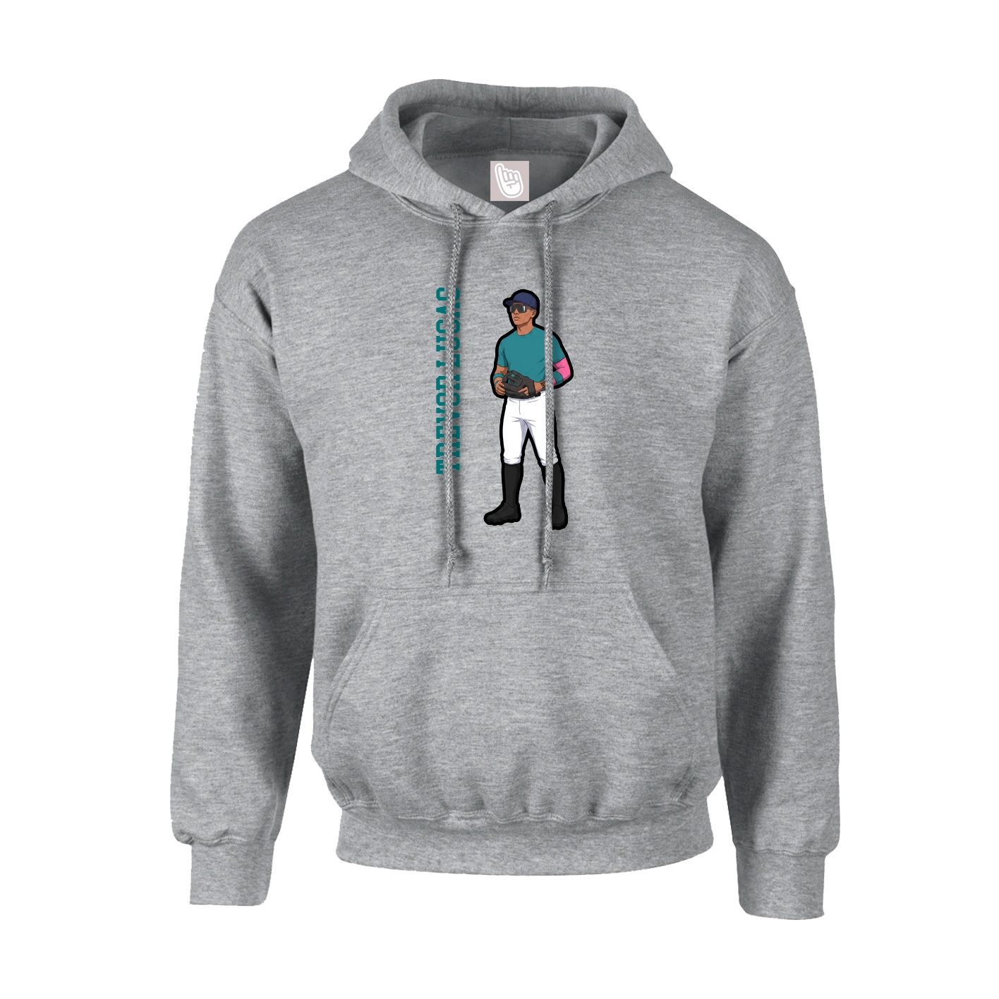 Hoodie — Name Vertical in Grey