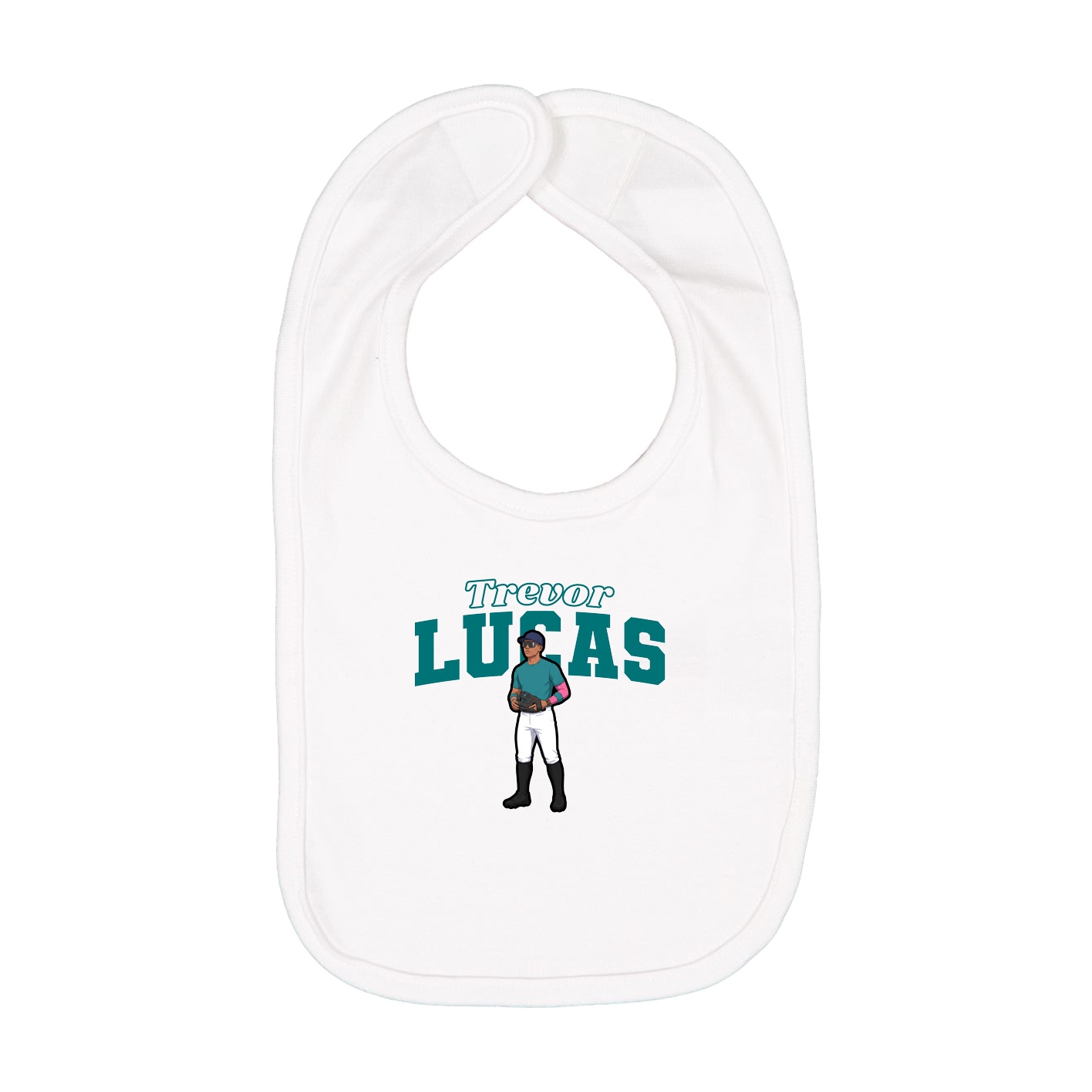 Infant Bib — Name Arch in White