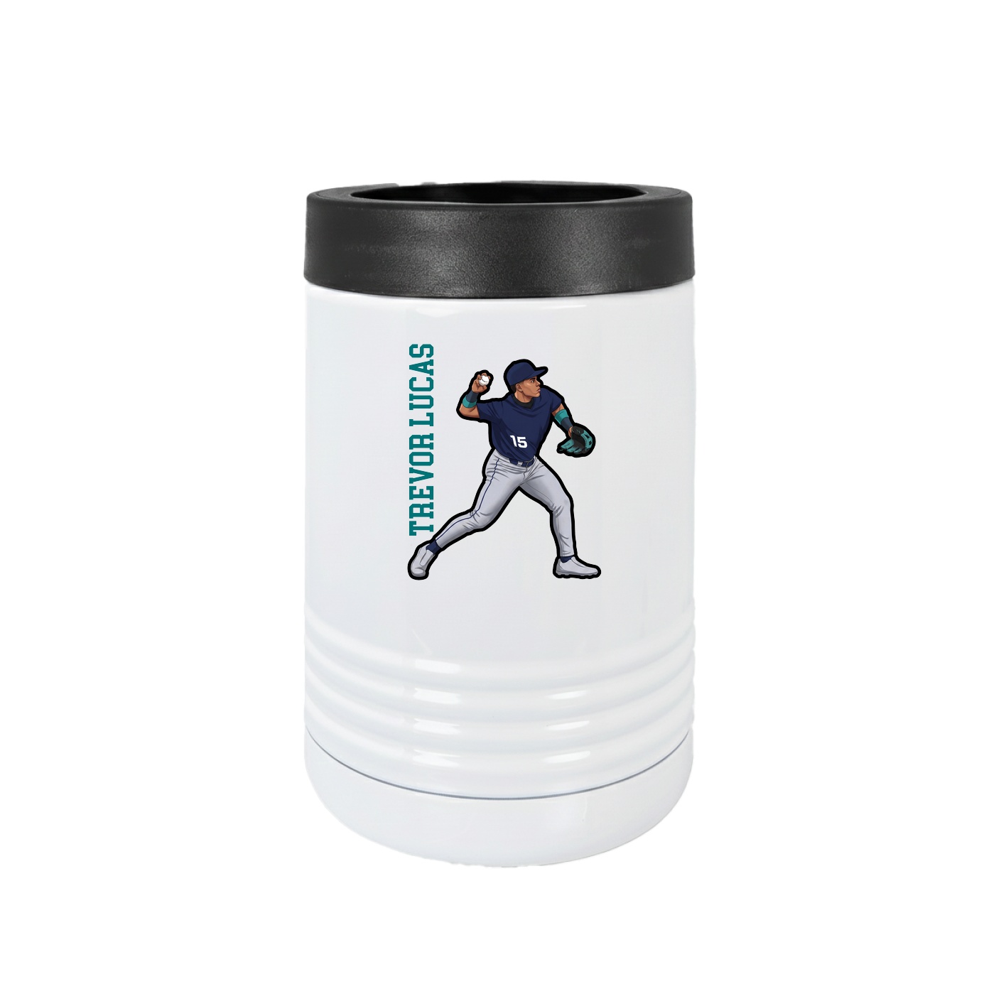 Beverage Holder — Name Vertical in White