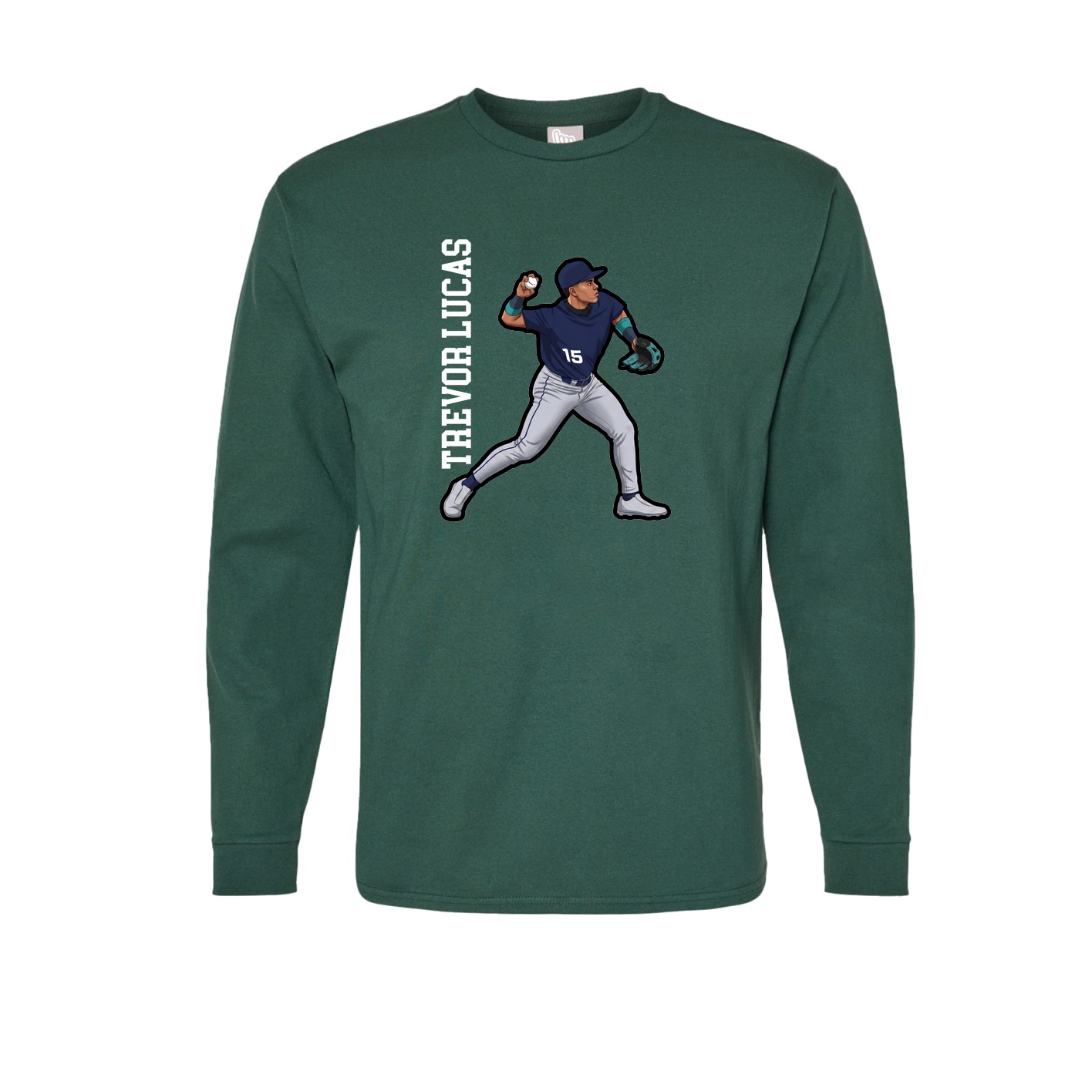 Long Sleeve Tee — Name Vertical in Green