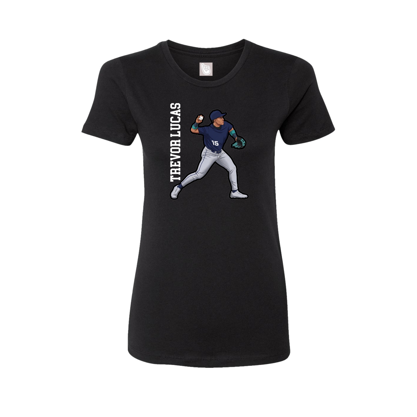 Fitted Women's Tee — Name Vertical in Black