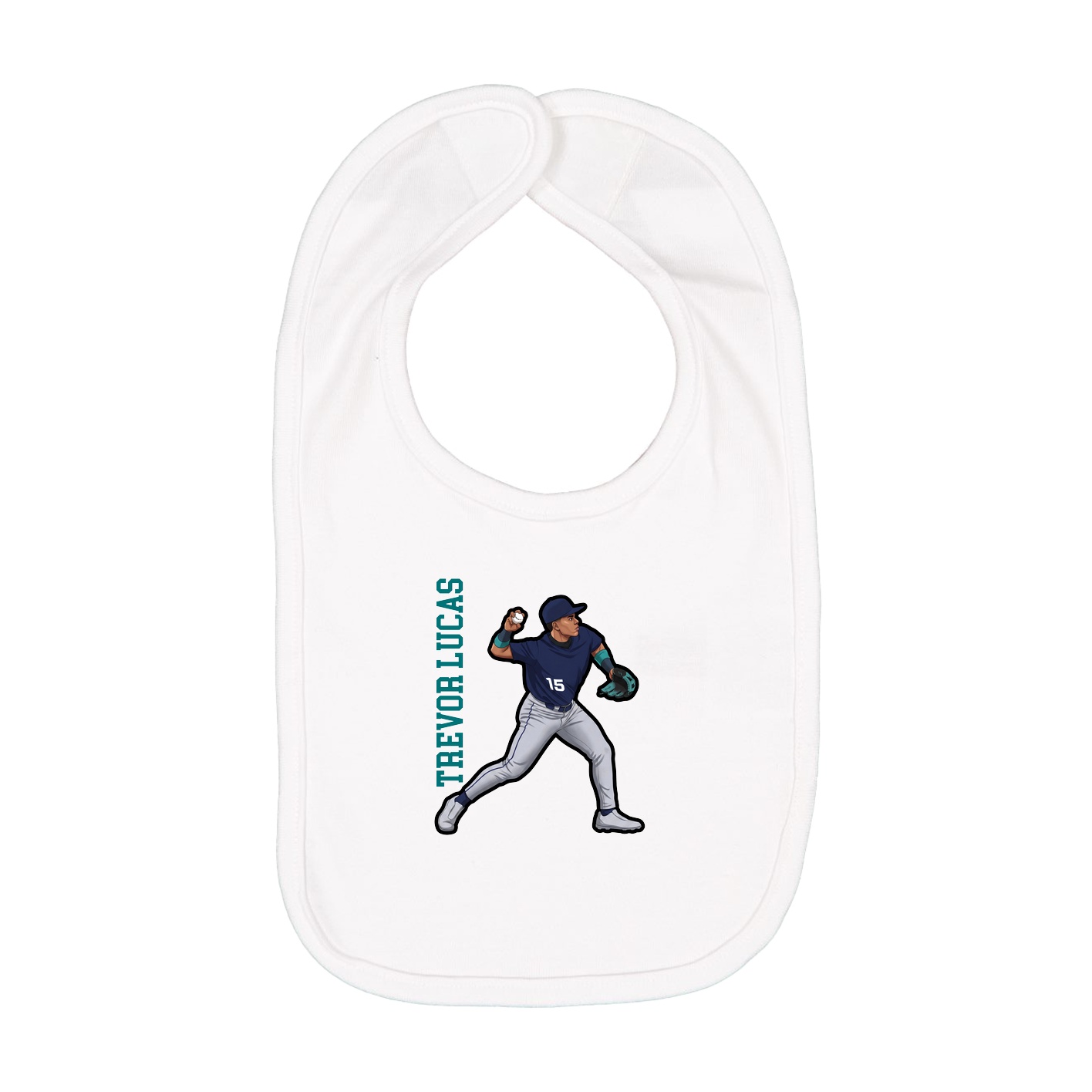Infant Bib — Name Vertical in White