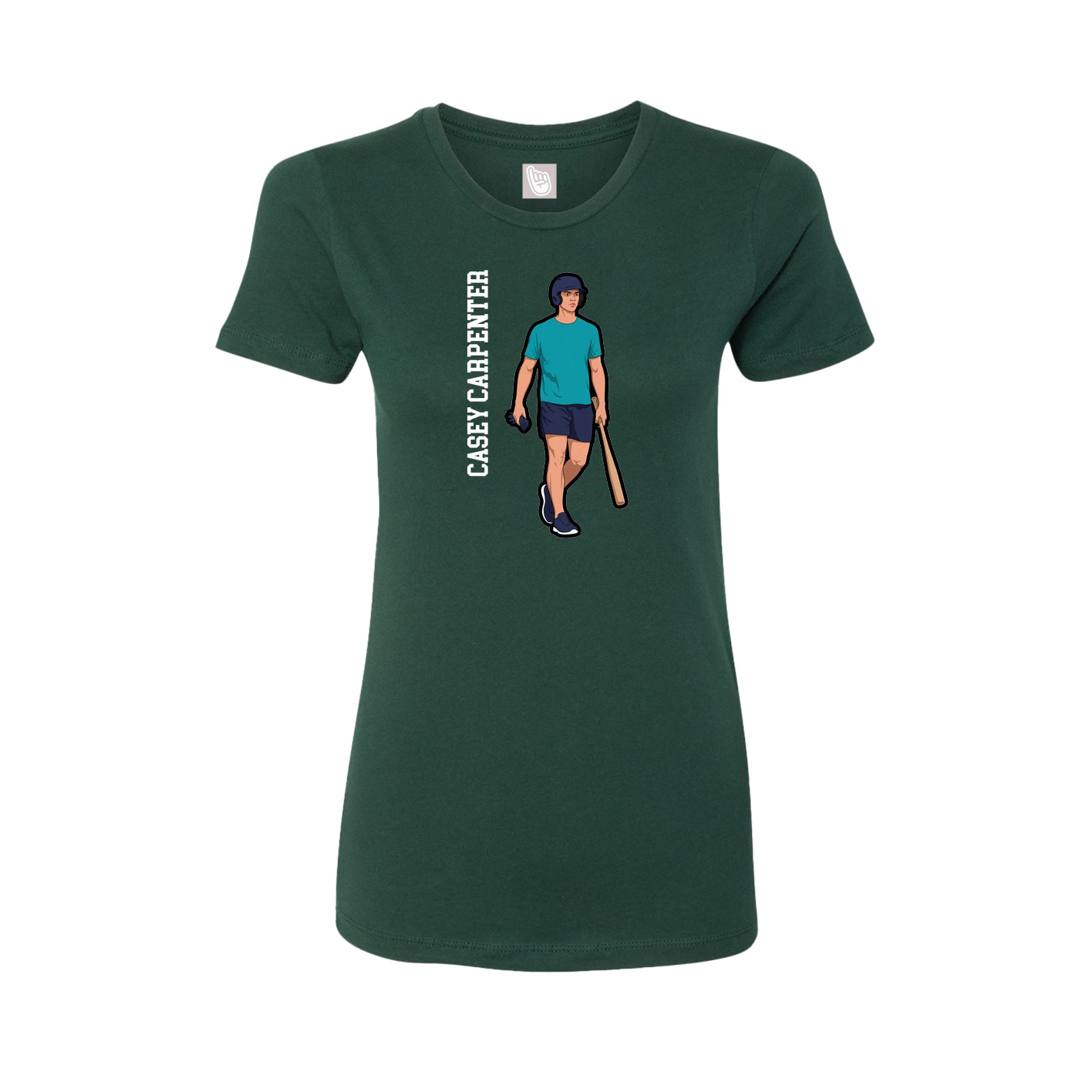 Fitted Women's Tee — Name Vertical in Green