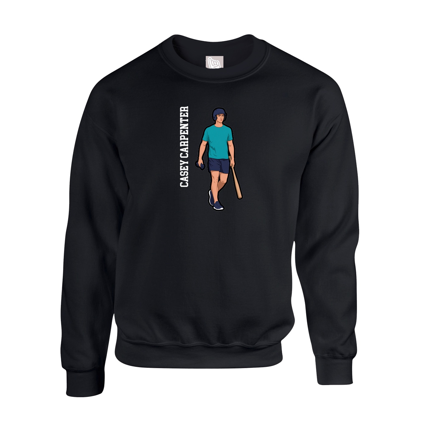 Fleece Crew — Name Vertical in Black