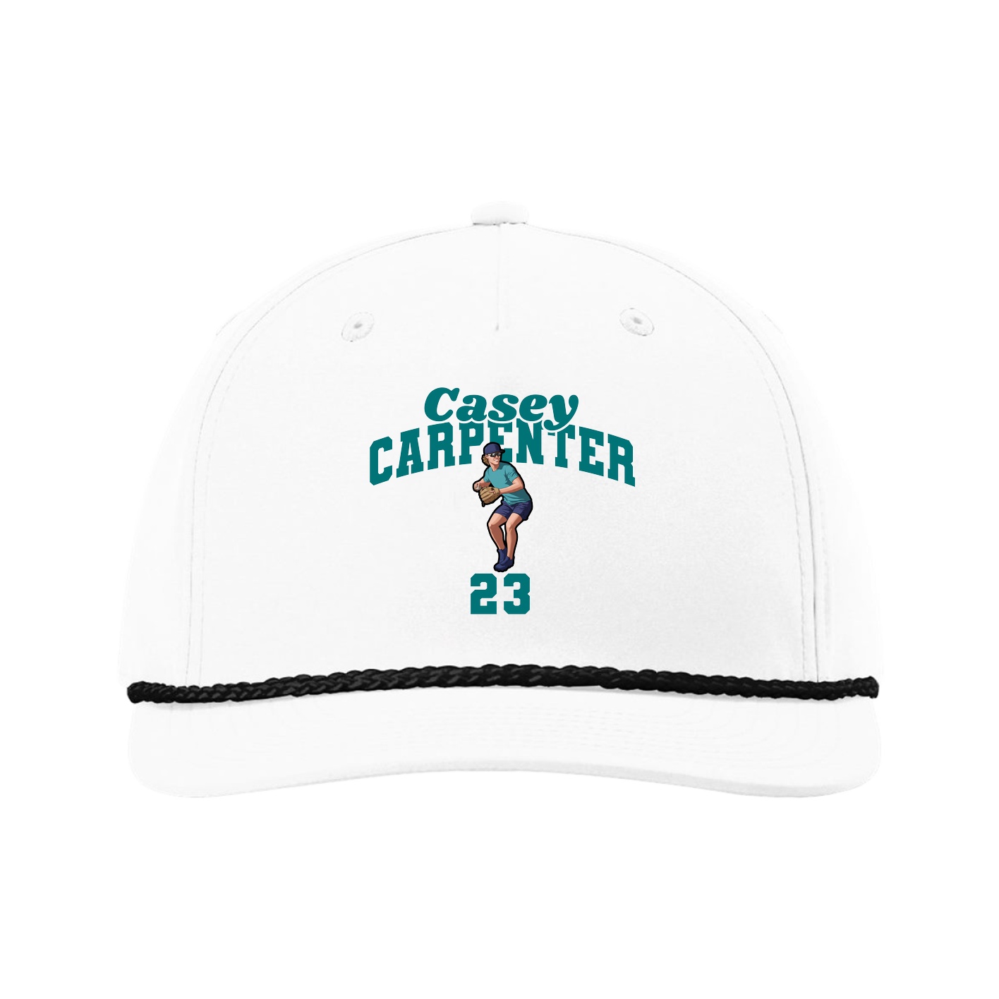 Five-Panel Classic Rope Cap — Signature Arch in White