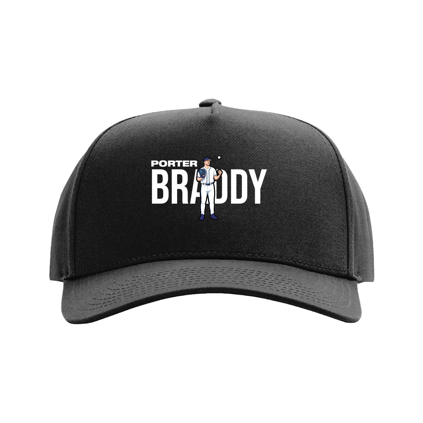 Full Fabric Five-Panel Champ Cap — Player Name in Black