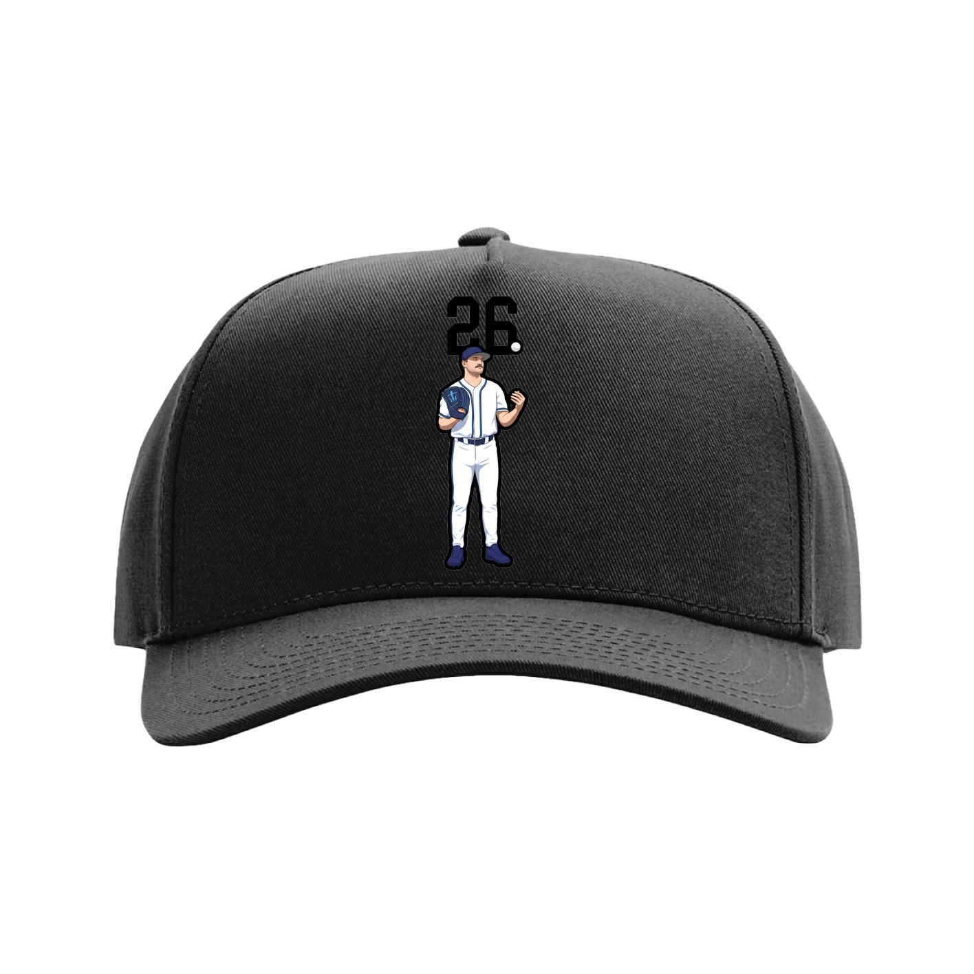 Full Fabric Five-Panel Champ Cap — Number Top in Black