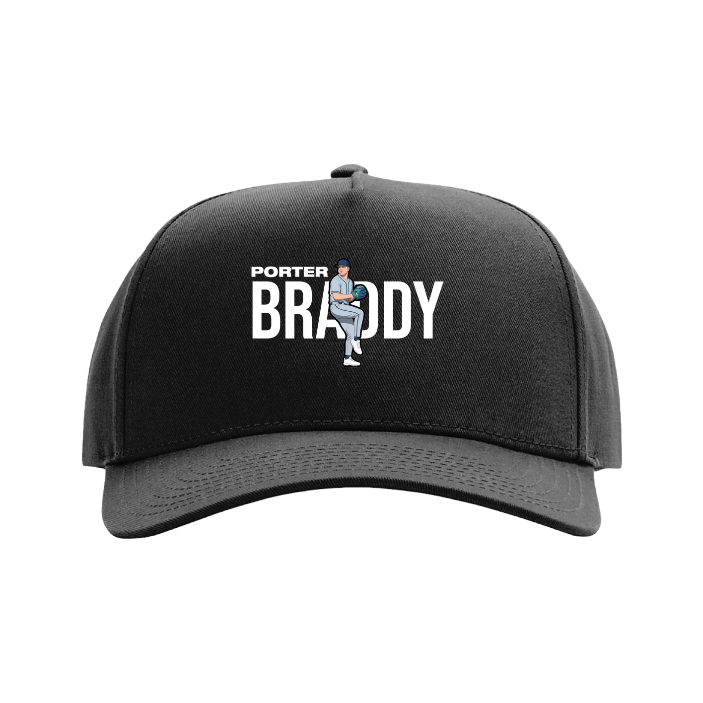 Full Fabric Five-Panel Champ Cap — Player Name in Black