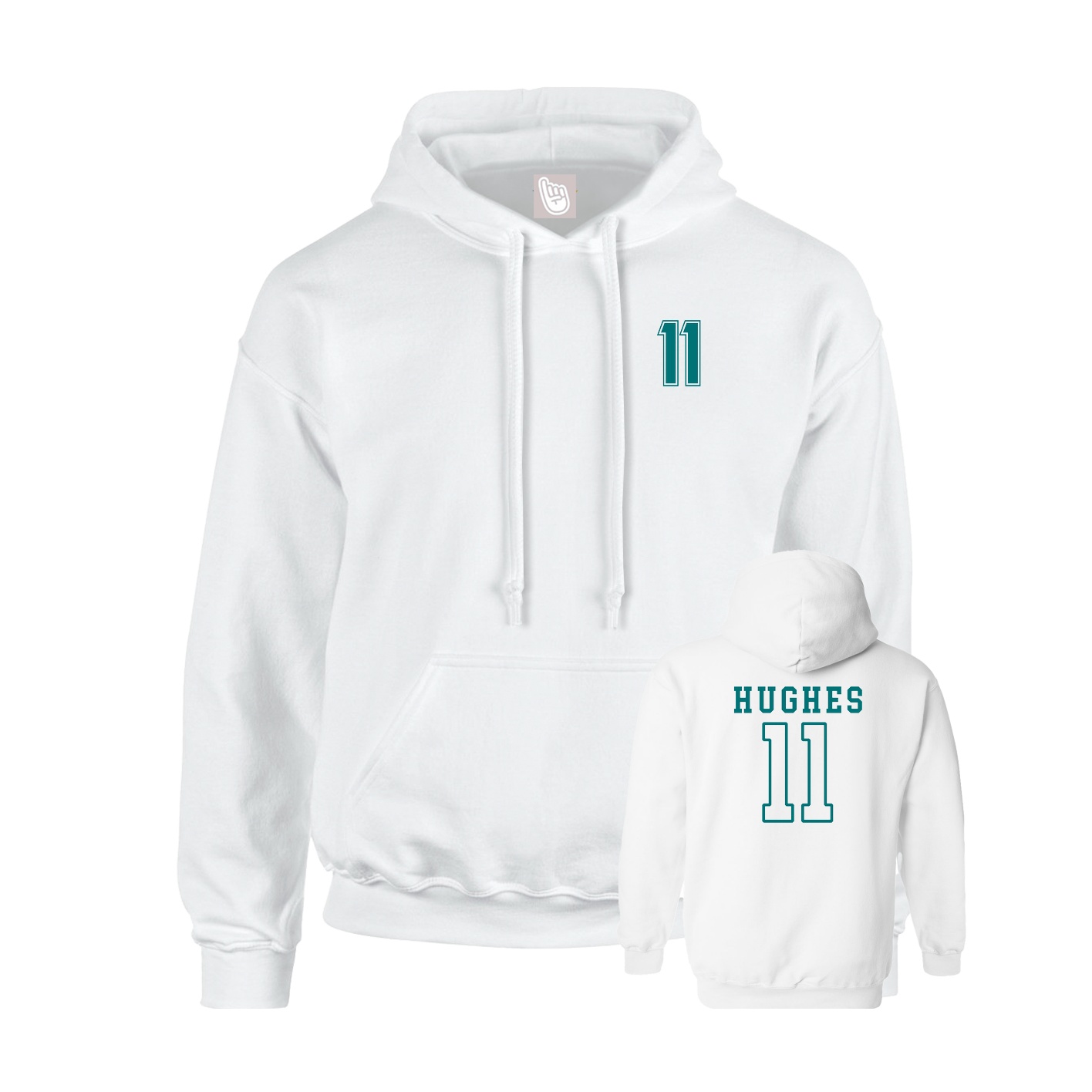 Youth Hoodie — Chest Back in White