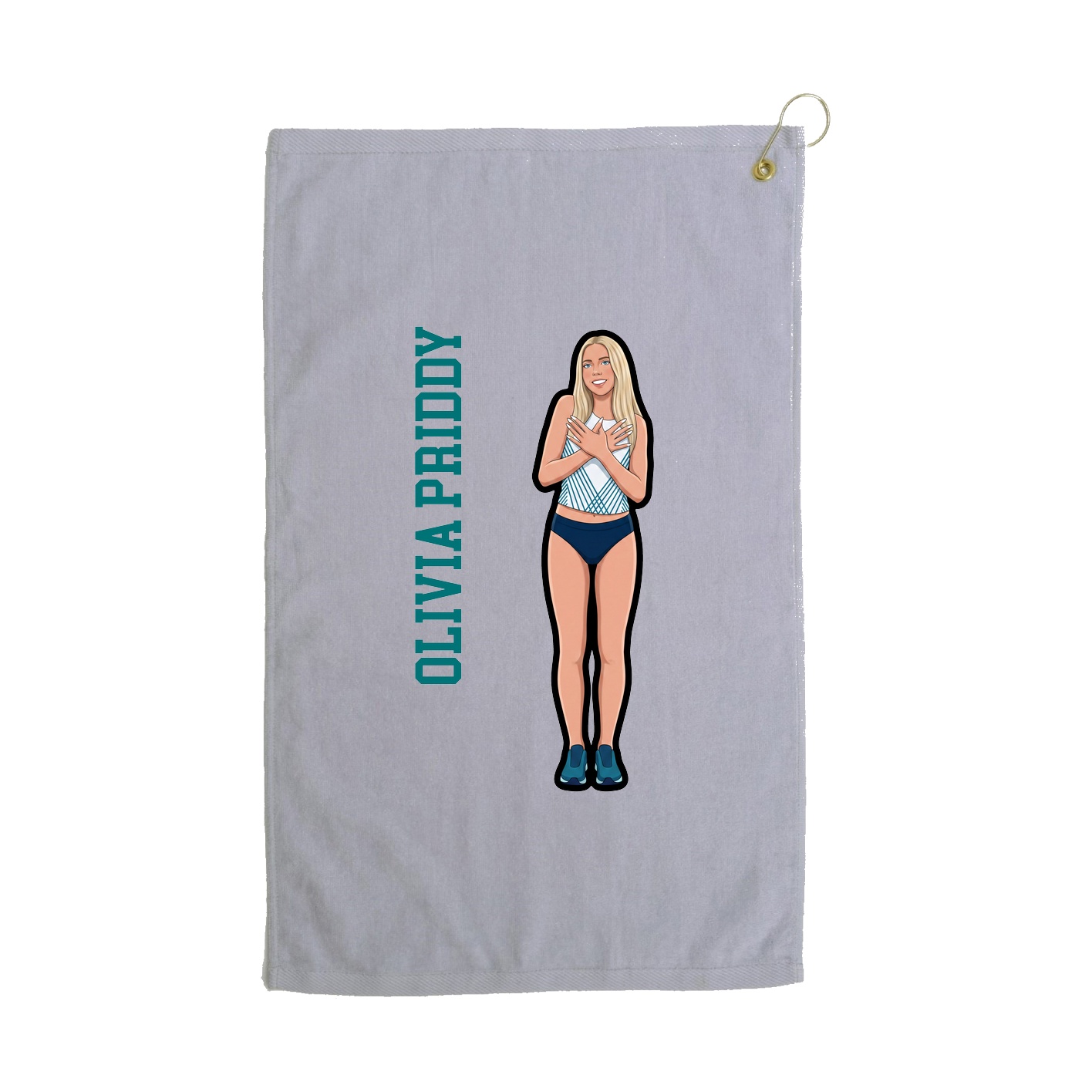 Golf Towel — Name Vertical in Grey