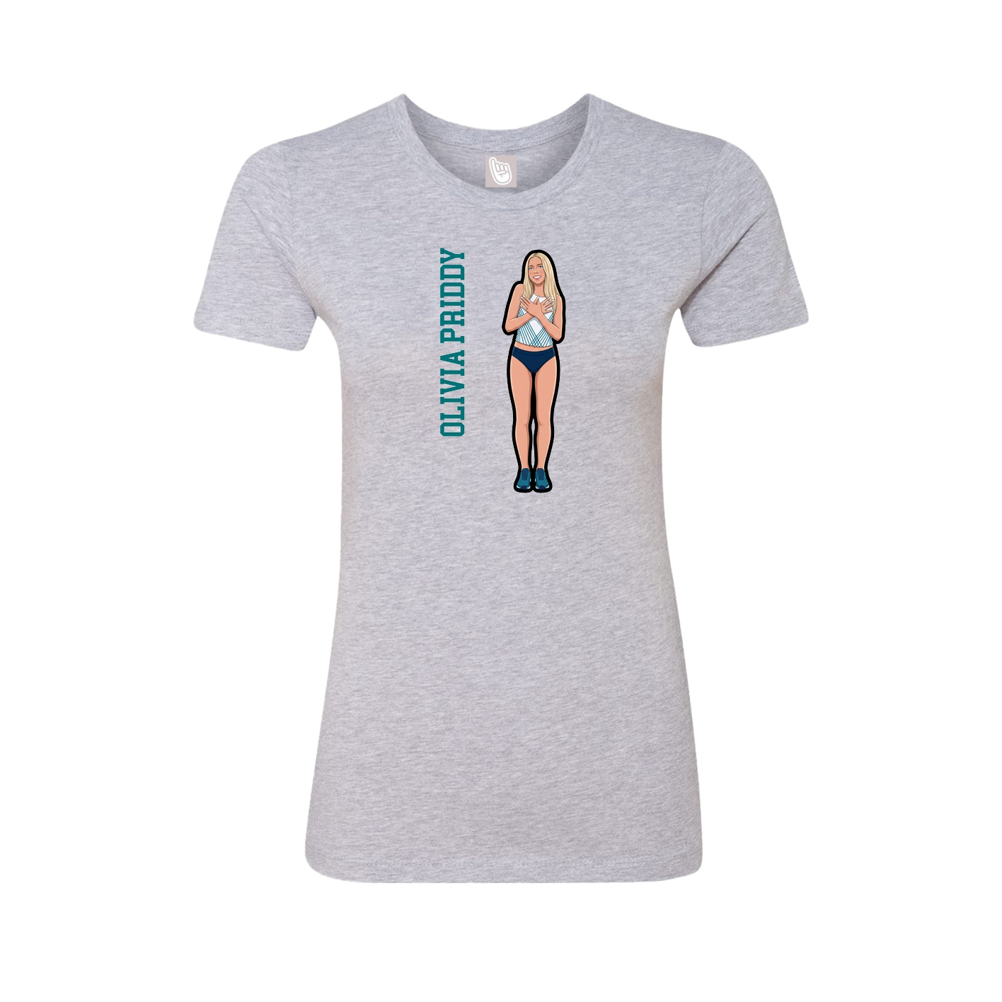 Fitted Women's Tee — Name Vertical in Grey