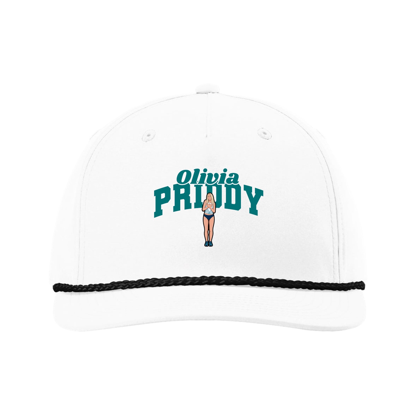 Five-Panel Classic Rope Cap — Signature Arch in White