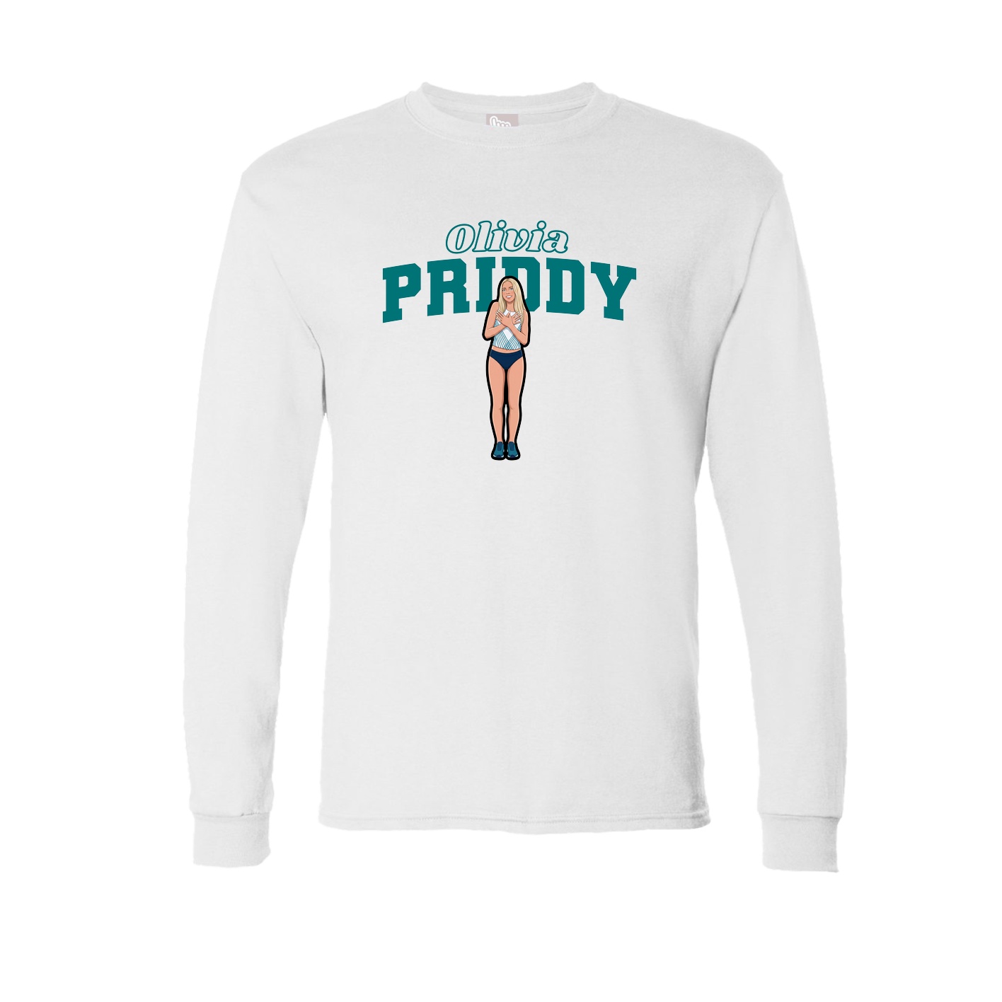 Long Sleeve Tee — Name Arch in White