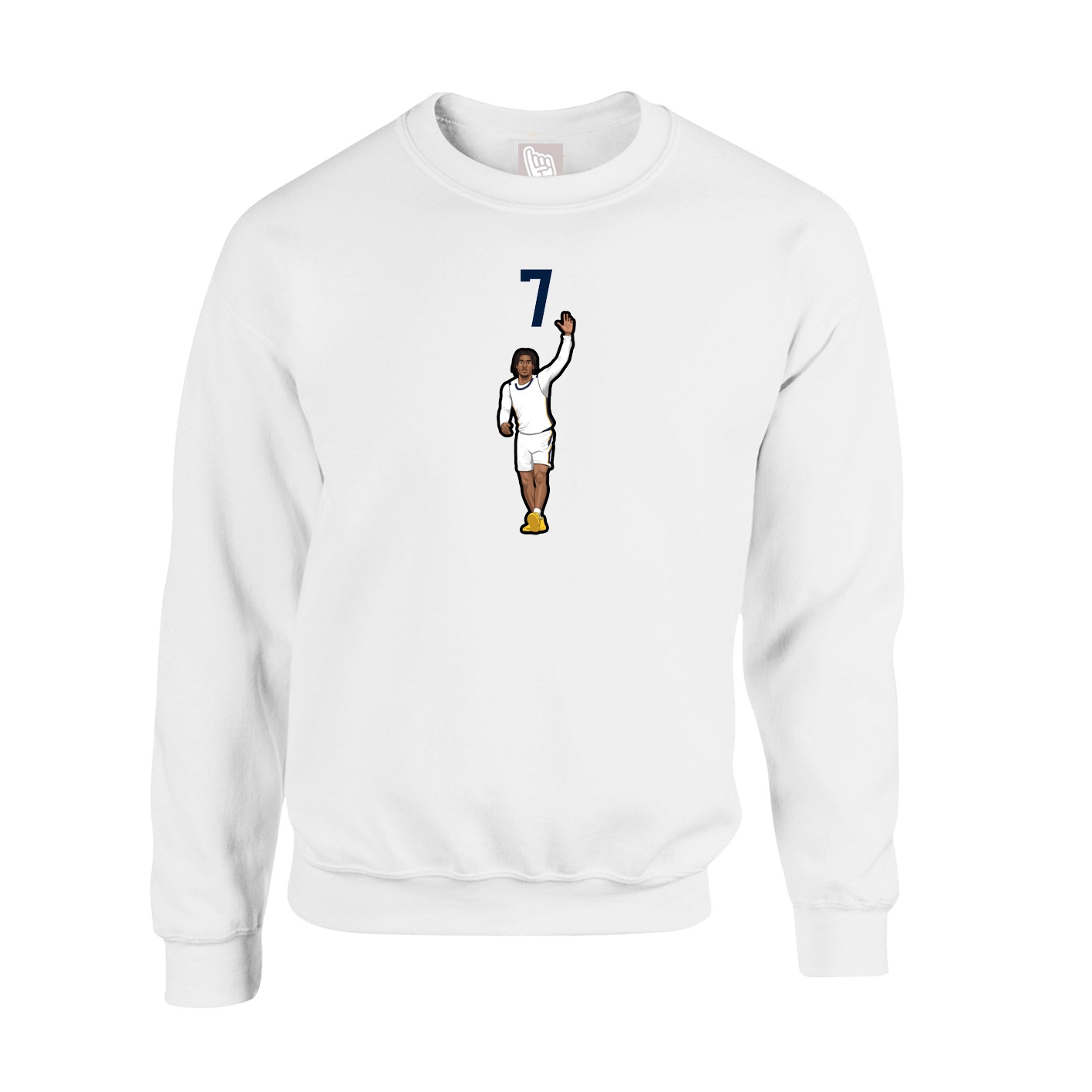 Fleece Crew — Number Top in White