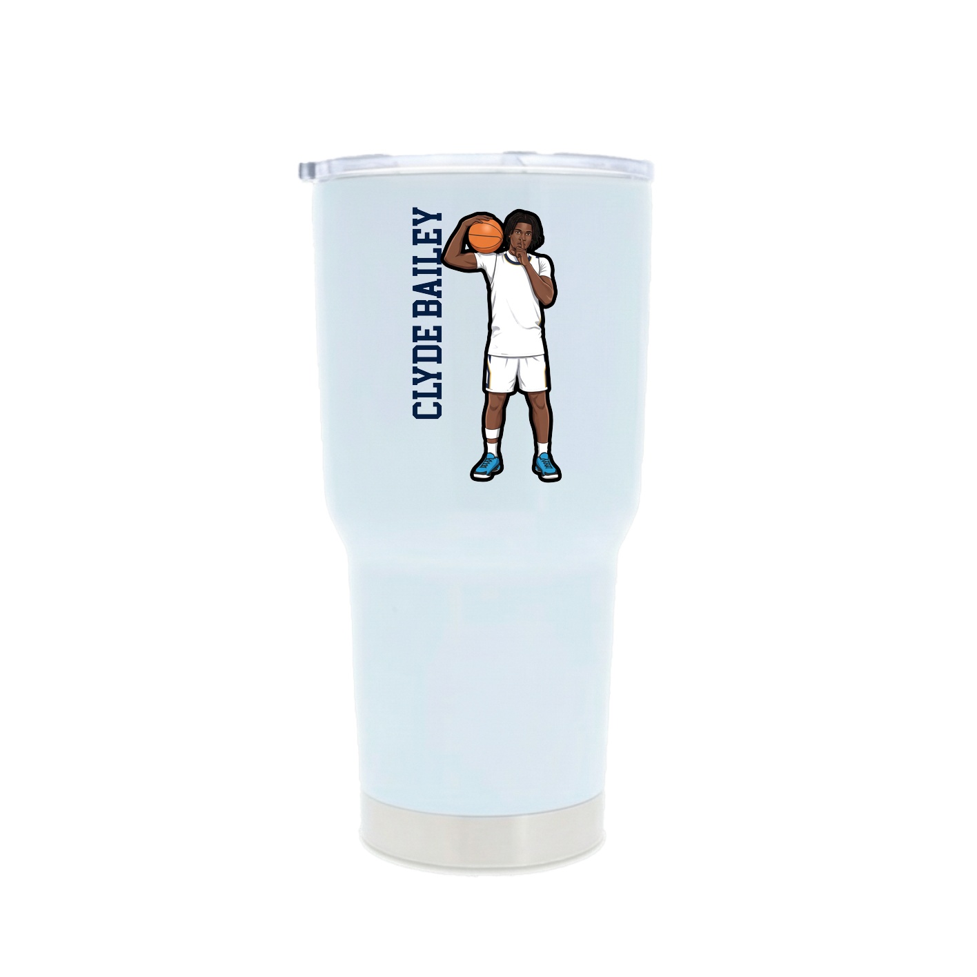 30oz Stainless Steel Tumbler — Name Vertical in White