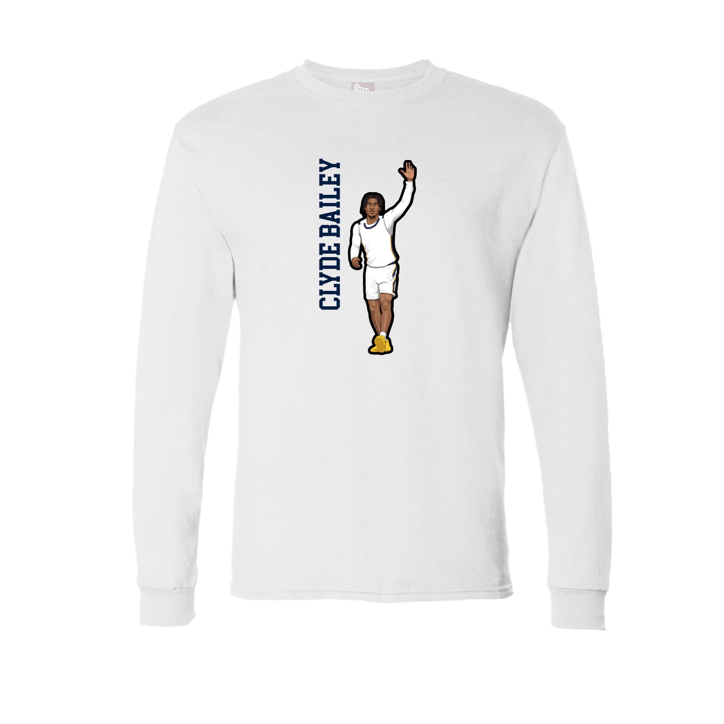 Long Sleeve Tee — Name Vertical in White