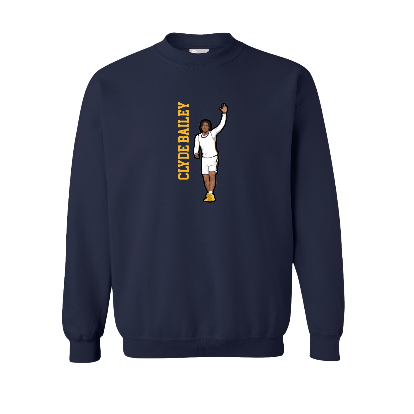 Fleece Crew — Name Vertical in Navy