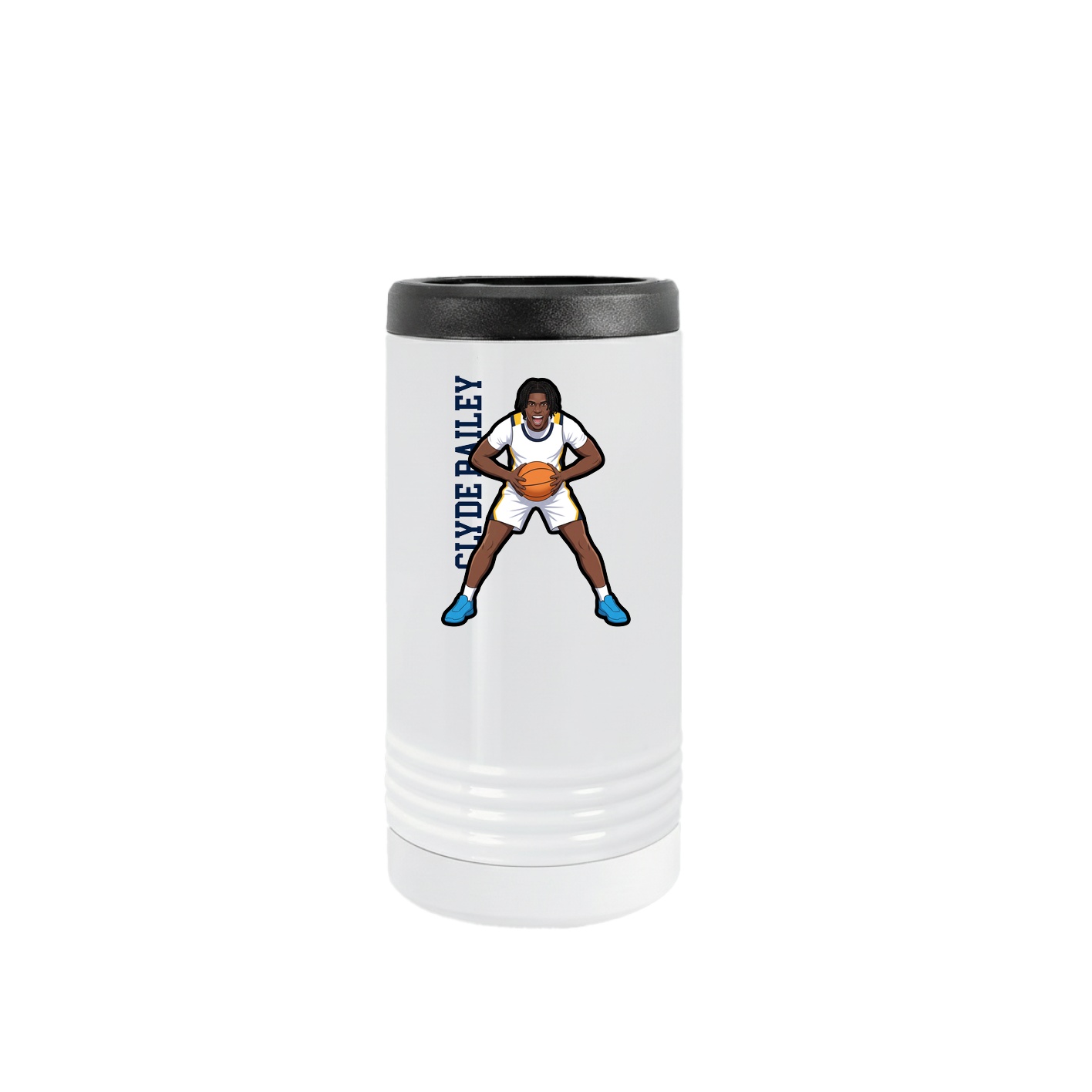 Slim Beverage Holder — Name Vertical in White