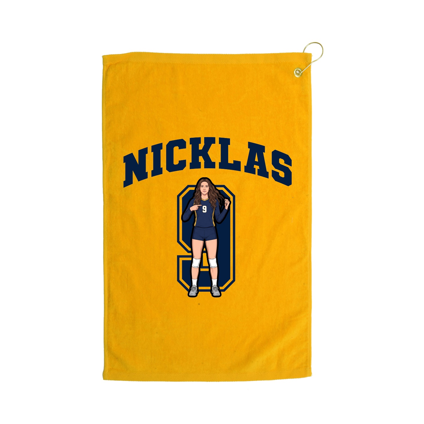 Golf Towel — Number in Gold