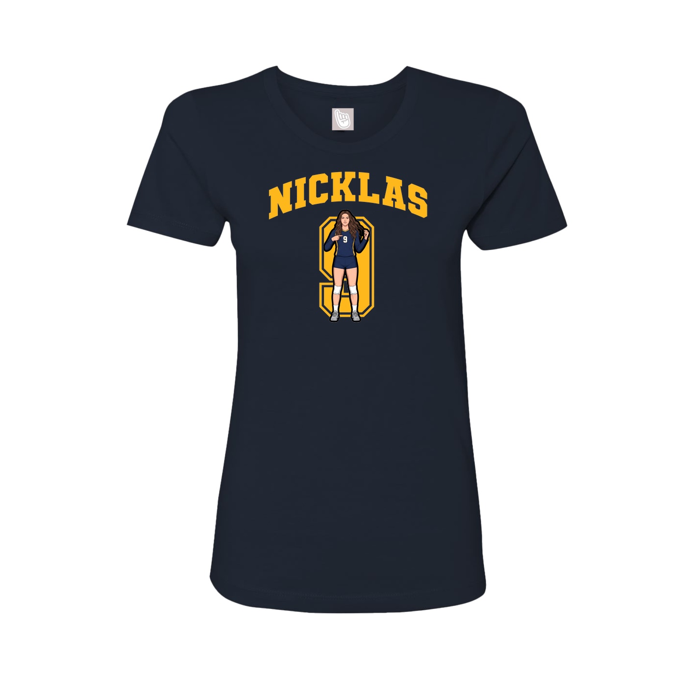 Fitted Women's Tee — Number in Navy