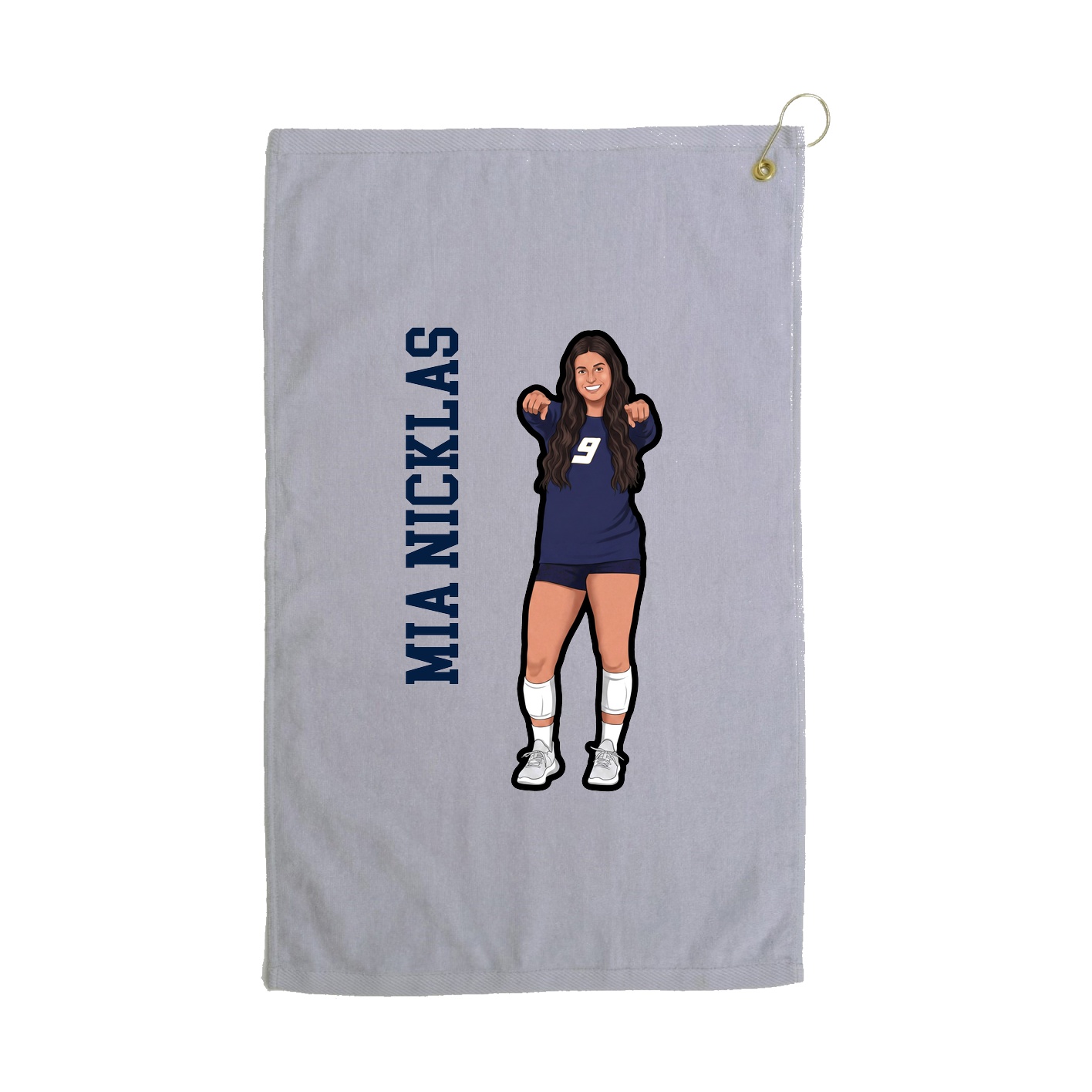 Golf Towel — Name Vertical in Grey