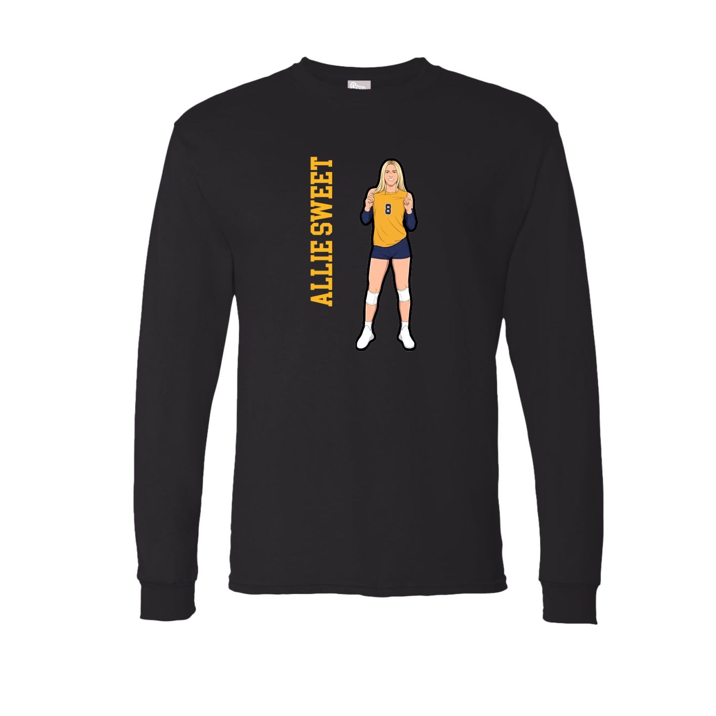 Long Sleeve Tee — Name Vertical in Black