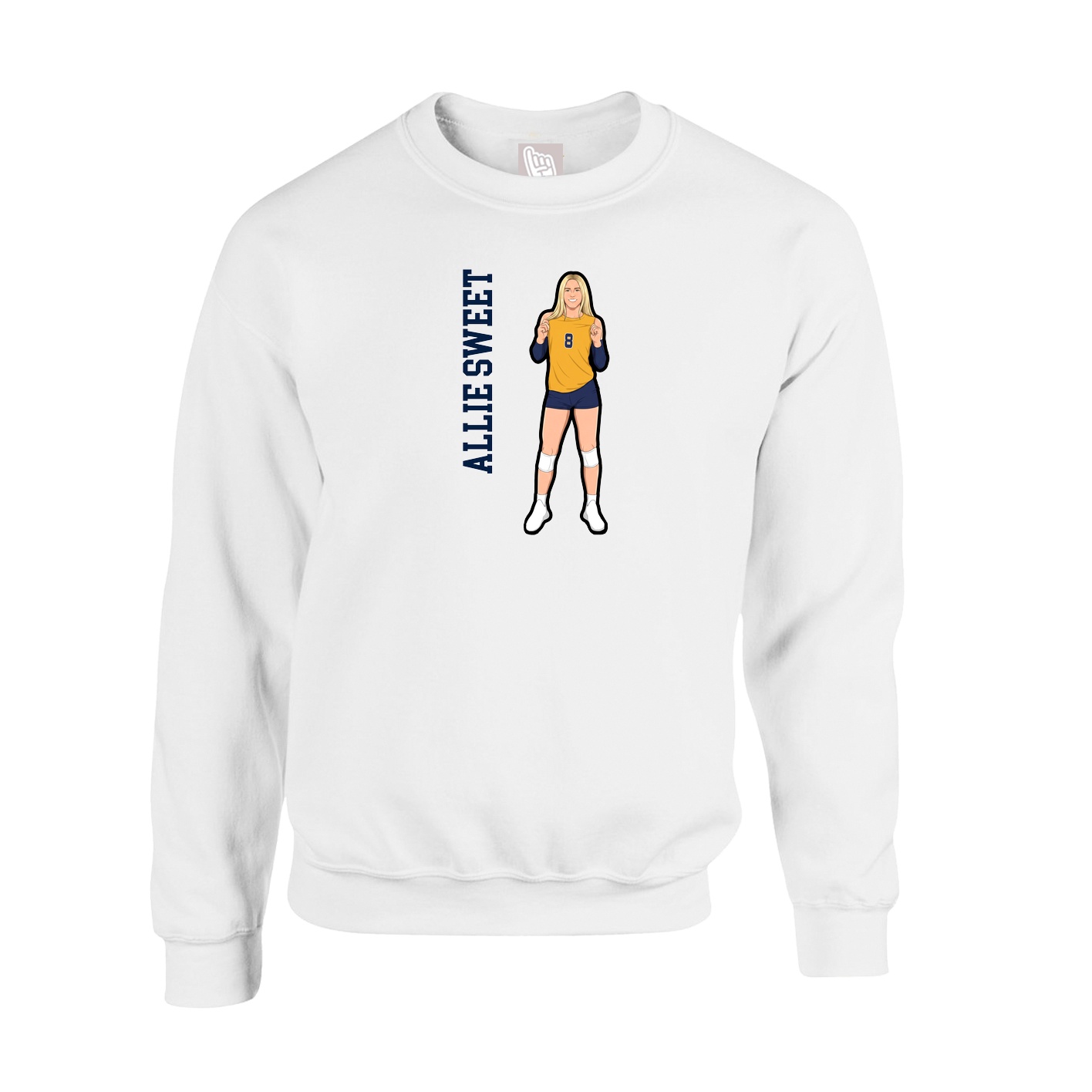 Fleece Crew — Name Vertical in White