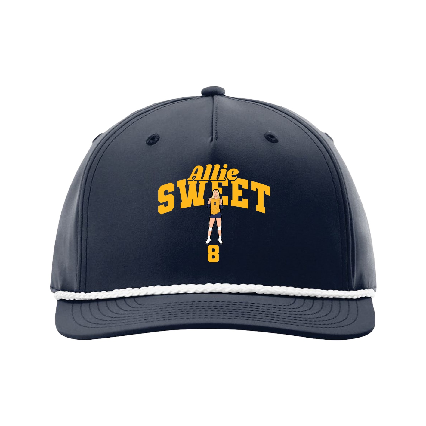 Five-Panel Classic Rope Cap — Signature Arch in Navy